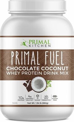 Primal fuel chocolate coconut whey protein powder-