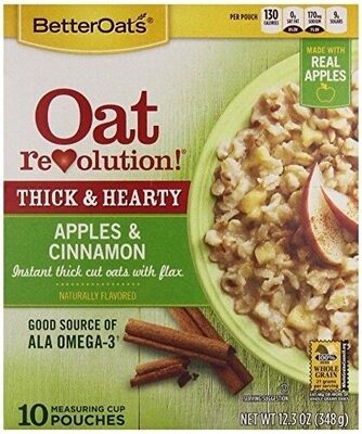 Thick & hearty instant oatmeal with flax seeds, apples & cinnamon