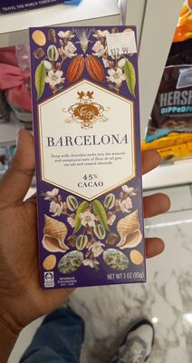 Vosges, barcelona bar, hickory smoked almonds, sea salt, deep milk chocolate