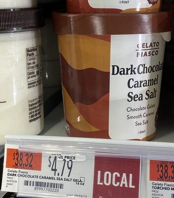 Gelato fiasco, gelato, sea salt dark chocolate caramel