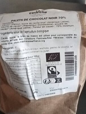 Palets de Chocolat Noir 70%