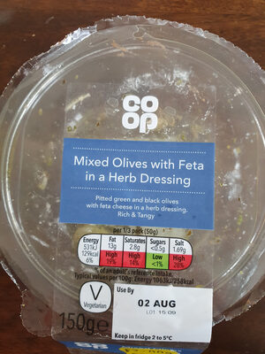 Mixed Olives with Feta in a Herb Dressing
