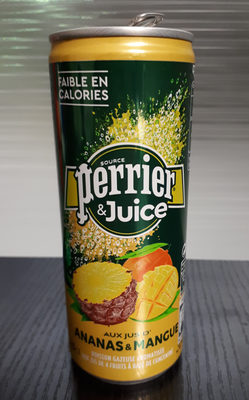 Boisson gazeuse aromatisée aux jus d'ananas et de mangue à base de concentré