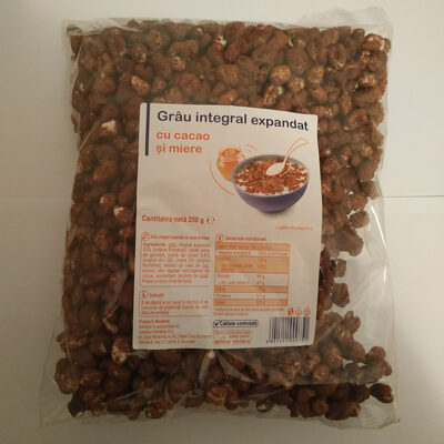 Grâu integral expandat cu cacao și miere