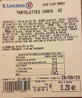 Tartelettes choco x 2