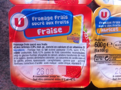 Fromage frais sucré aux fruits Fraise