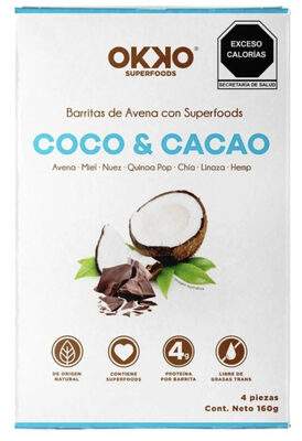 Barritas de avena Okko coco y cacao