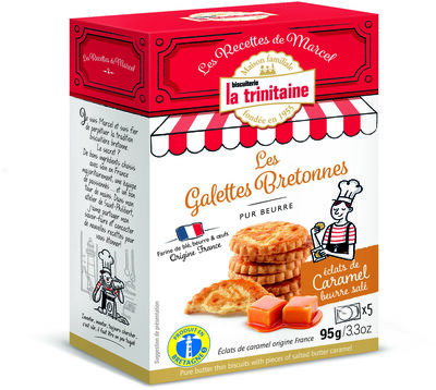 Les galettes bretonnes pur beurre aux éclats de caramel au beurre salé de Marcel (5x2 galettes individuelles) - Etui pocket