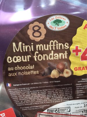 Mini muffins cœur fondant aux chocolat-noisettes