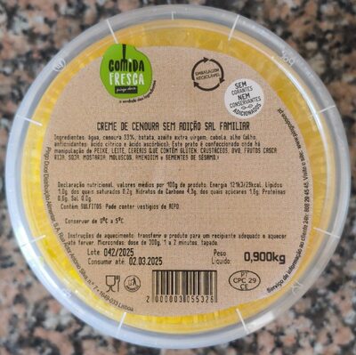 Creme de Cenoura sem Adição Sal Familiar