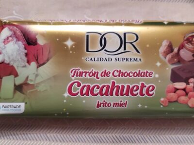 Turrón de chocolate con cacahuete frito con miel