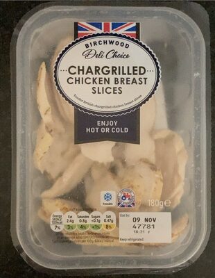 Chargrilled chicken breast slices