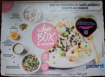 Duo de crevettes et saint Jacques Risotto au Chablis