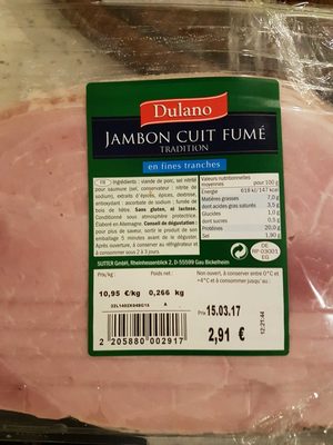 Jambon cuit fumé