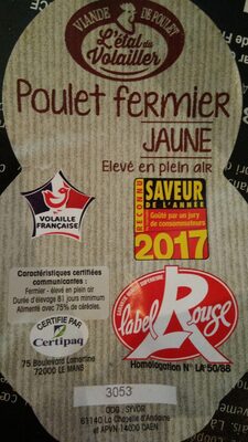 Poulet jaune fermier Label Rouge prêt à cuire