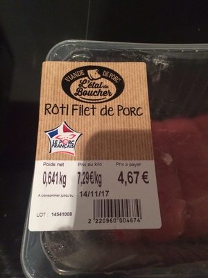 Roti filet de porc
