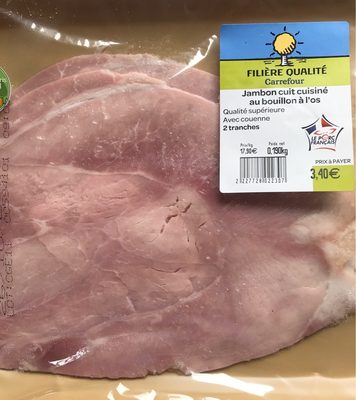Jambon cuit superieur avec couenne cuisiné au bouillon à l’os