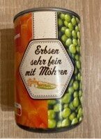 Erbsen und Möhren aus Dose