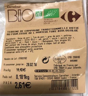 Terrine de campagne bio