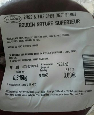 Boudin nature supérieur