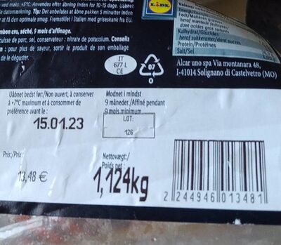 Jambon cru sèche 9 mois d affinage