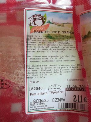 pate de foie de porc en tranche