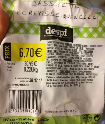 Cassolette ecrevisse quenelle