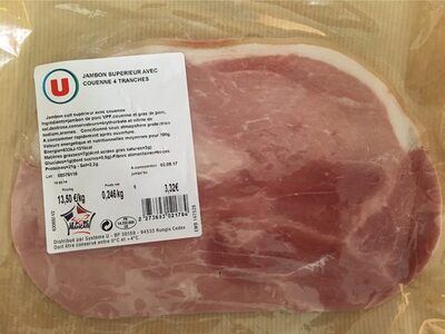Jambon supérieur avec couenne 4 tranches