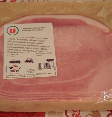 Jambon supérieur avec couenne 4 tranches