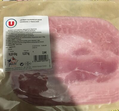 Jambon superieur sans couenne 4 tranches