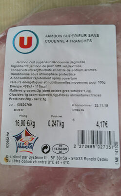Jambon superieur sans couenne