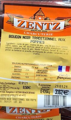 Boudin noir traditionel aux pommes