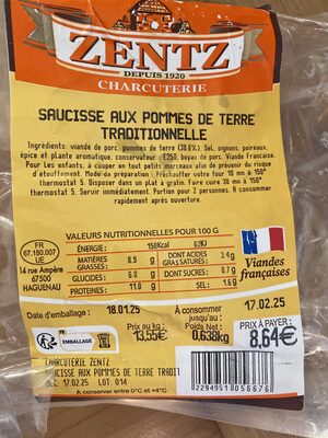 Saucisse Aux Pommes De Terre Traditionnelle