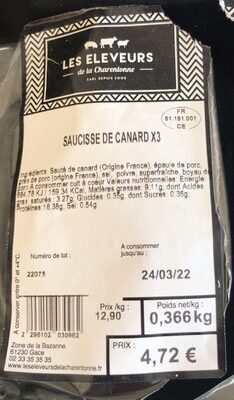 Saucisse de Canard x 3