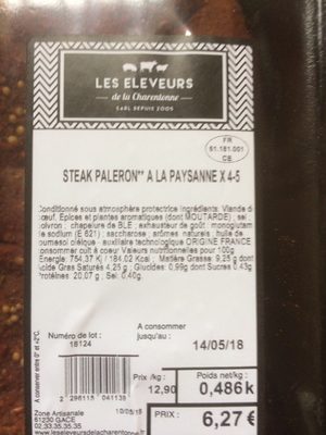 Steak paleron à la paysanne x 4-5