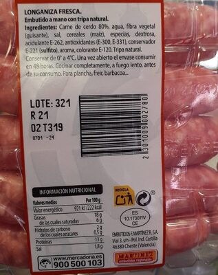 Longaniza fresca de cerdo