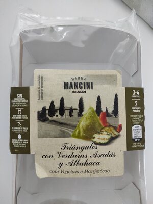 Triângulos com vegetais e manjericão (massa fresca)