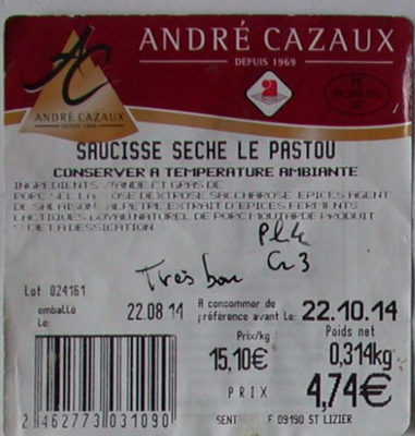 Saucisse sèche Le Pastou