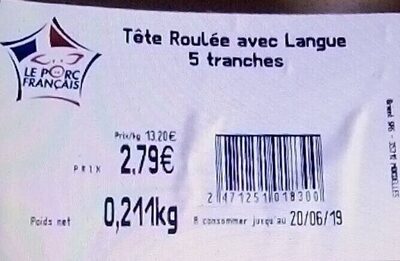 Tête Roulée avec Langue 5 tranches
