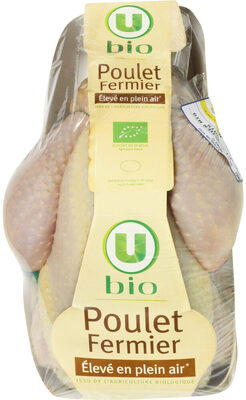 Poulet entier fermier jaune prêt à cuire bio