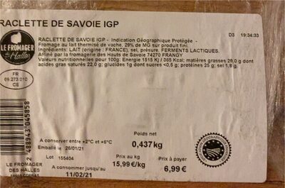 Raclette de Savoie IGP