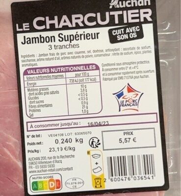 Jambon supérieur 3 tranches