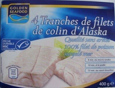 4 Tranches de filets de colin d'Alaska, Surgelé