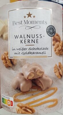 Walnusskern in weisser Schokolade