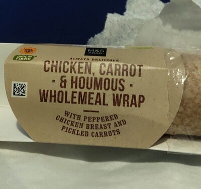 Chicken carrot and houmous wholemeal wrap