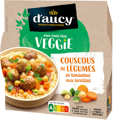 Couscous de légumes et boulettes aux lentilles Plat Veggie d'aucy 320g