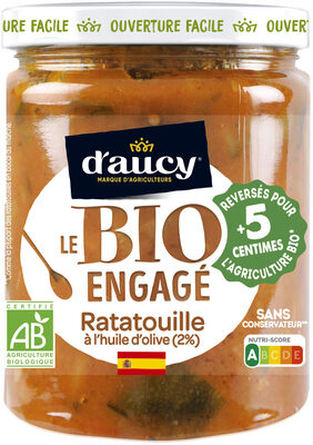 Ratatouille cuisinée huile olive sans sel ajout.Bio engagé d'aucy 530g