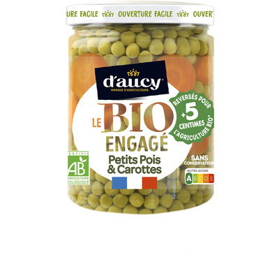 Petits pois Carottes en rondelles Bio engagé d'aucy 340g