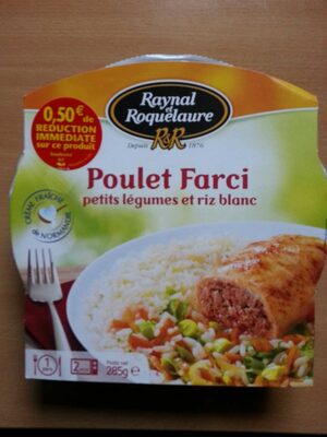 Poulet farci petits legumes et riz blanc