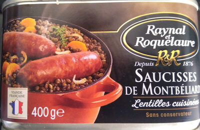 Saucisses de Montbéliard - Lentilles cuisinées